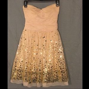 Gold strapless formal dress (size 1 or 2)